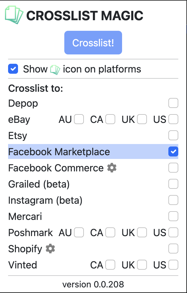 Crosslisting from eBay (Canada) to Facebook