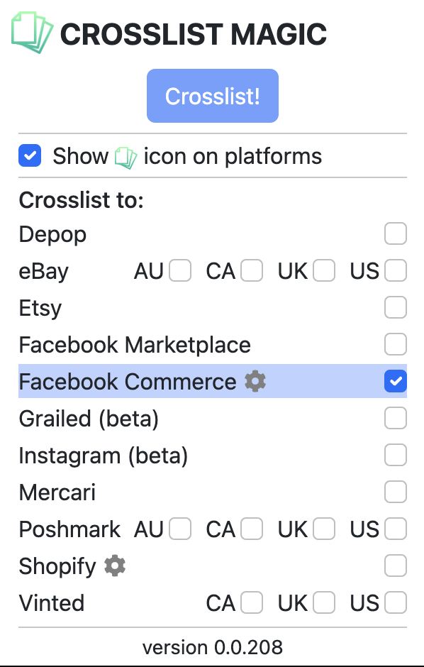 Crosslisting from Facebook to Facebook Commerce