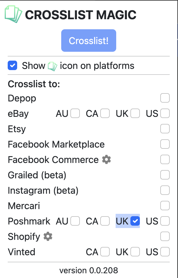 Crosslisting from eBay (Australia) to Poshmark (United Kingdom)